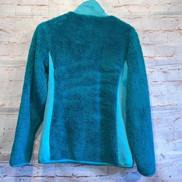 Mountain hardwear fuzzy jacket womens small teal pockets full zip up warm - Picture 7 of 12